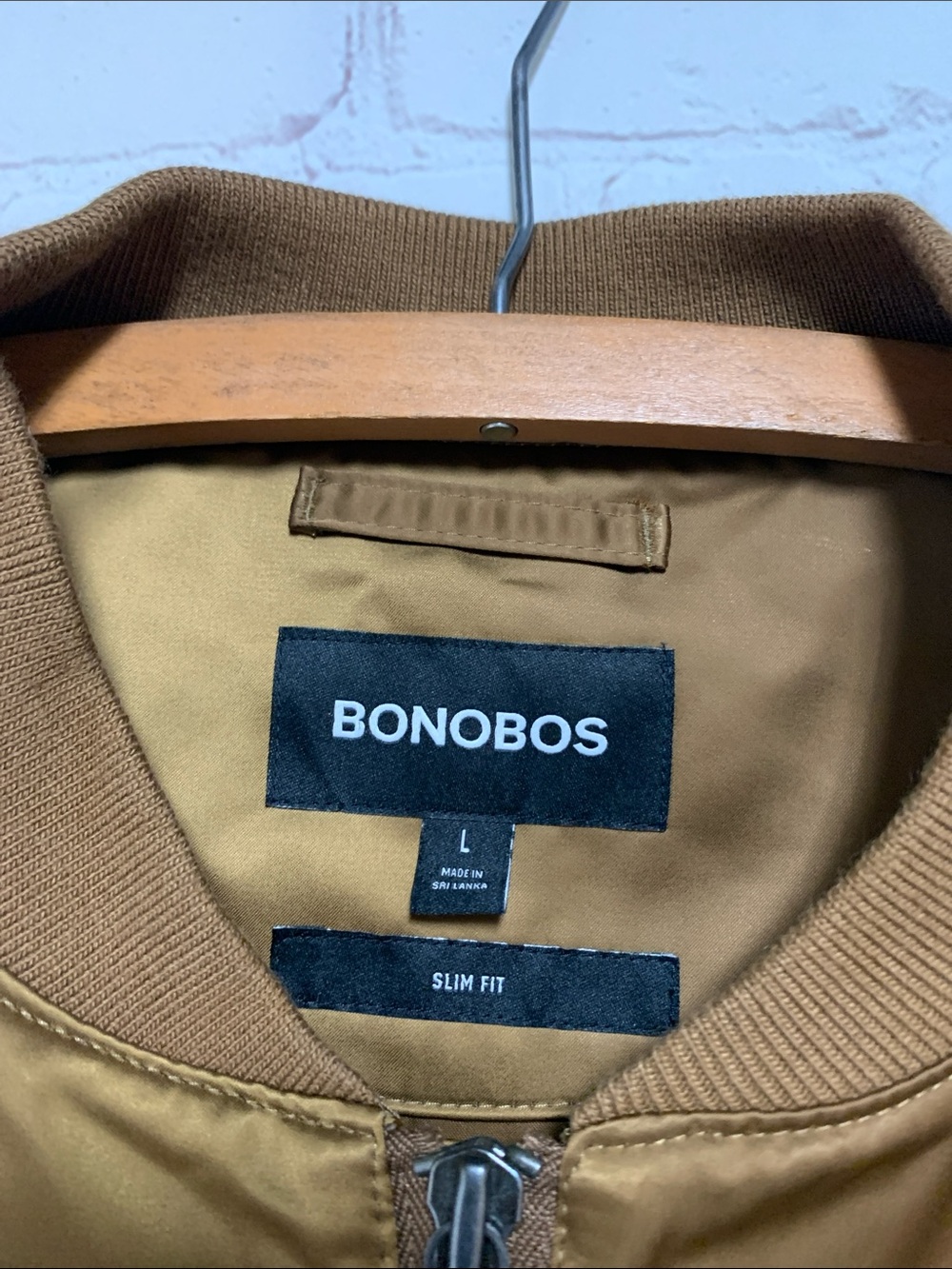 Bonobos Boulevard Caramel Copper Satin Bomber Jacket Size L - Picture 3 of 4